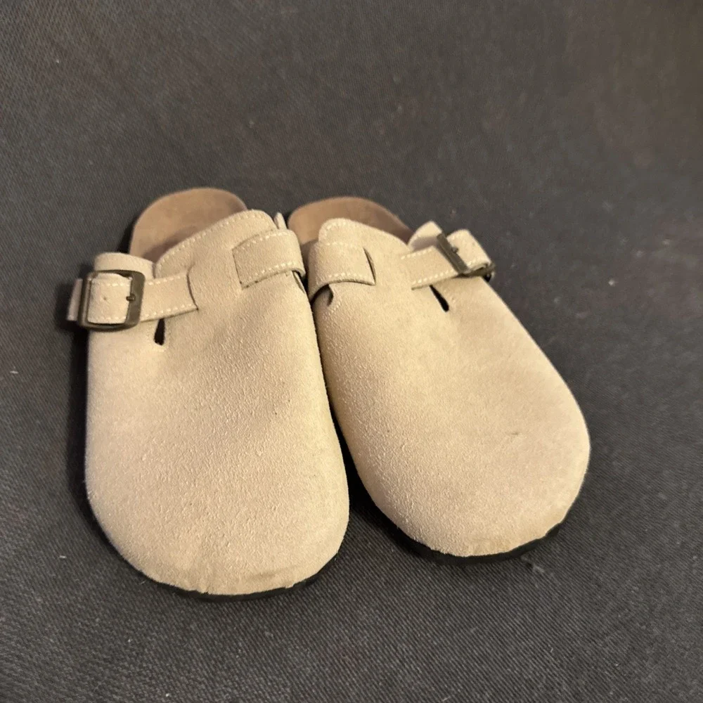 Clogs Suede Tan Youth Girls Size 4.5 Us 35 Eu
